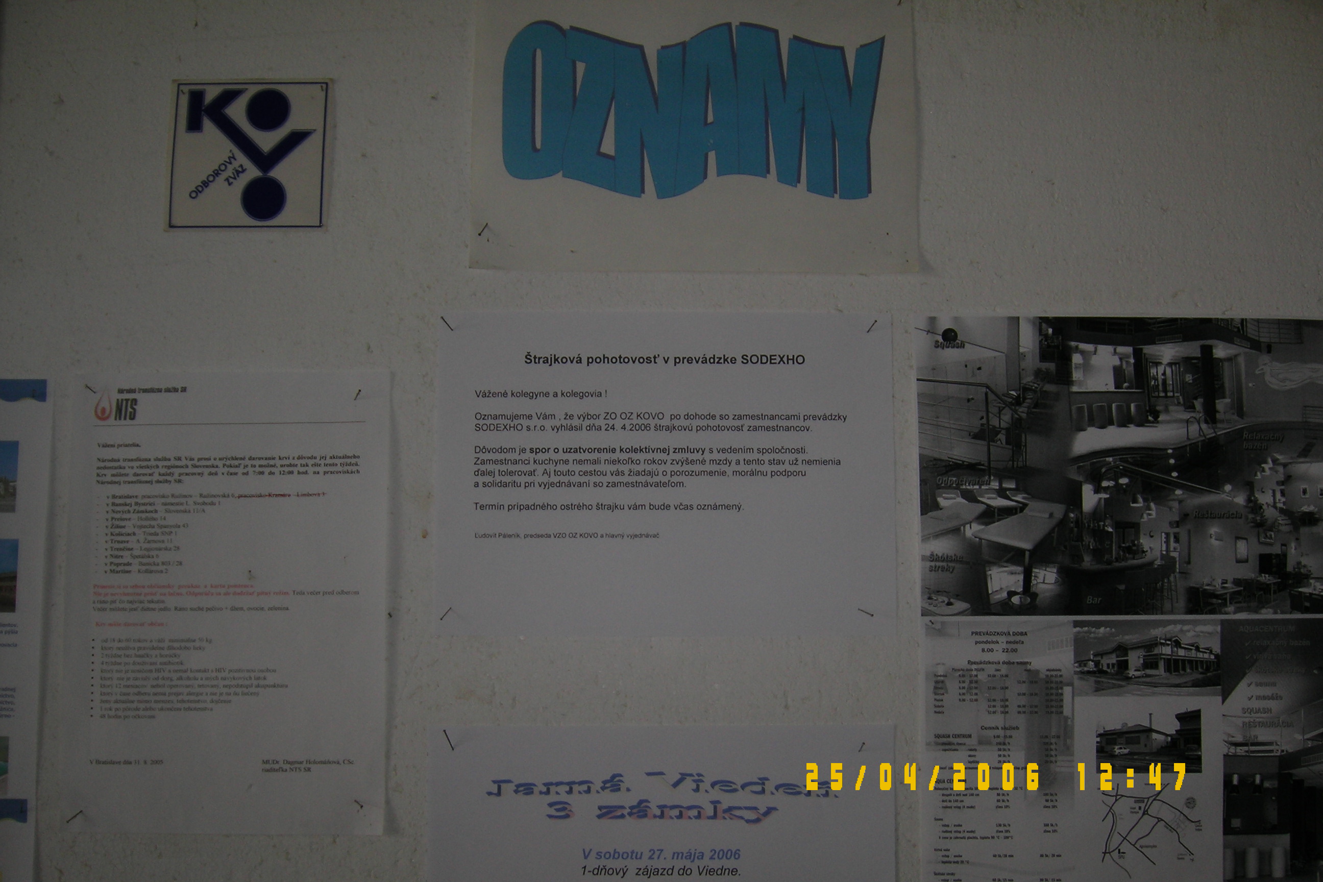 Informácia o štrajkovej pohotovosti v SDX 2006